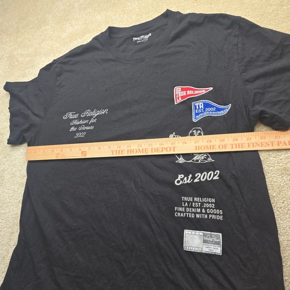 True Religion Brand Jeans Men's Black Graphic T Shirt Est 2002 World Tour XL - Picture 7 of 8